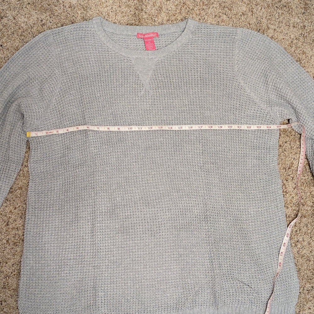 NWT Woman Within Gray Waffle Knit Crew Neck Sweater - Picture 5 of 6